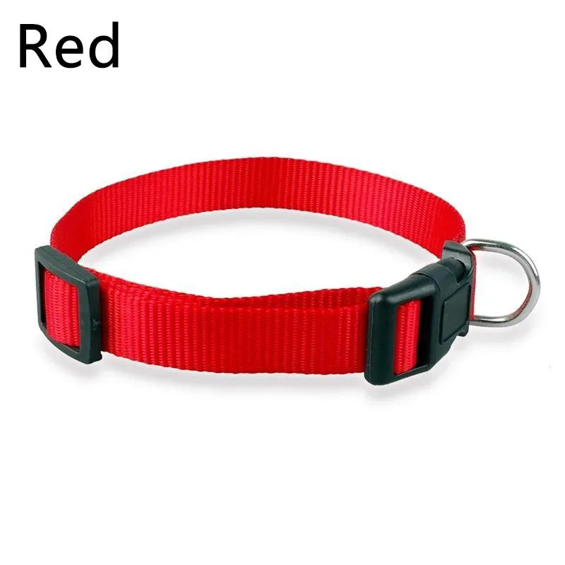 Solid Color Nylon Pet Dog Collar Adjustable Soft Puppy Cat Stuff Collar Necklace Pet Supplies S-XL Perros Accesorios