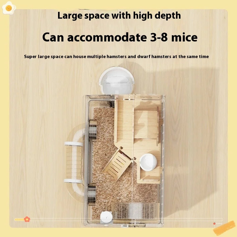 Easy Clean Transparent Hamster Cage Large Luxury Villa House with Full Set Pet Supplies for Golden Syrian Hamster and Decor
