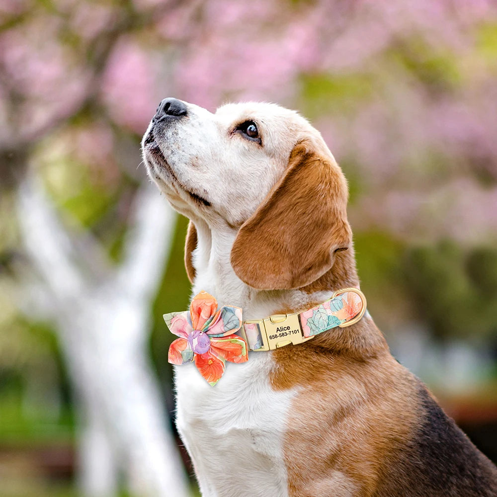 Custom Nylon Dog Collar Cute Print Dog Collars Free Engraved Pet ID Collars Necklace For Small Medium Large Dogs Pug Adjustable