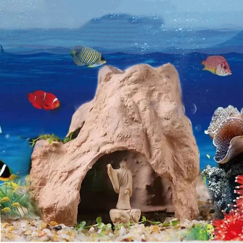 Aquarium Decoration Pottery Scorpion House Canister Fish Tank Ceramic Fish Shrimps Shelter House Simulation Stone Decor