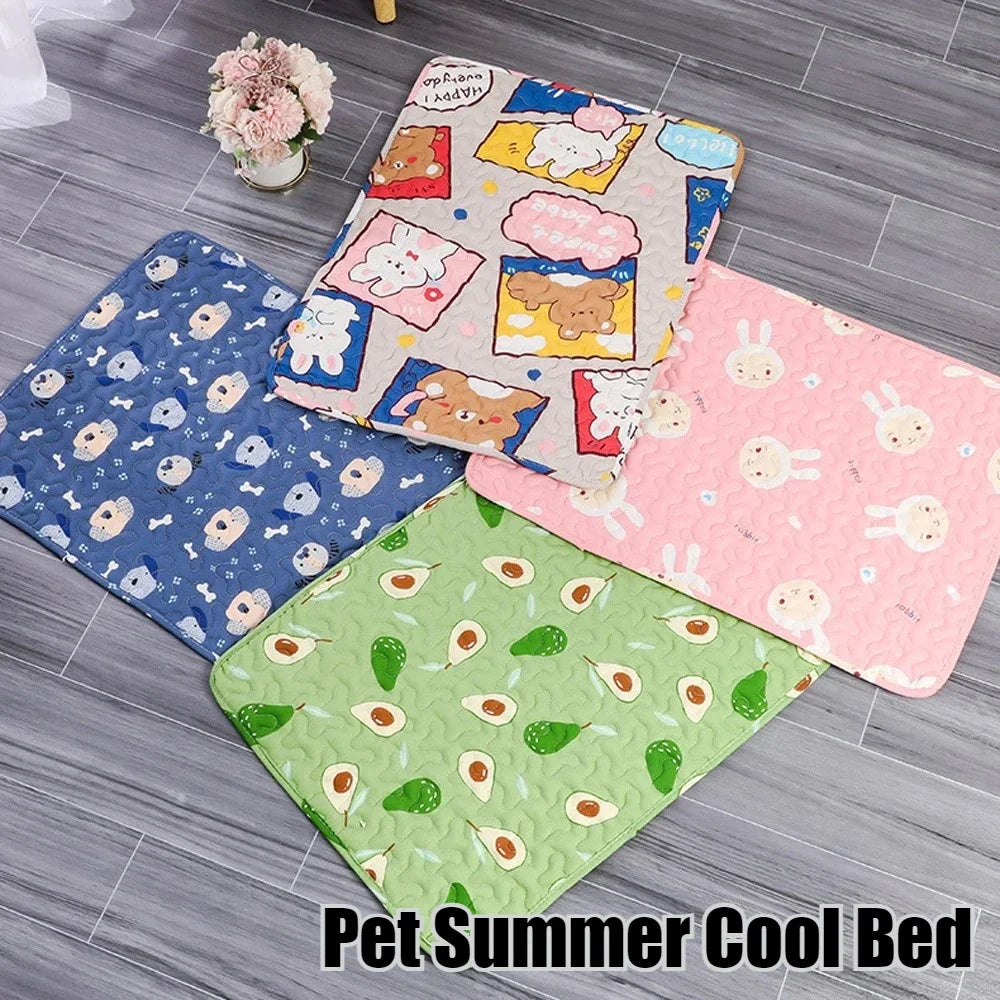 Summer Mat Pet Cooling Ice Blanket Mat Moisture Proof Dog Floor Sofa Cushion Skin Friendly Cat Sleep Breathable Pet Bed Covers