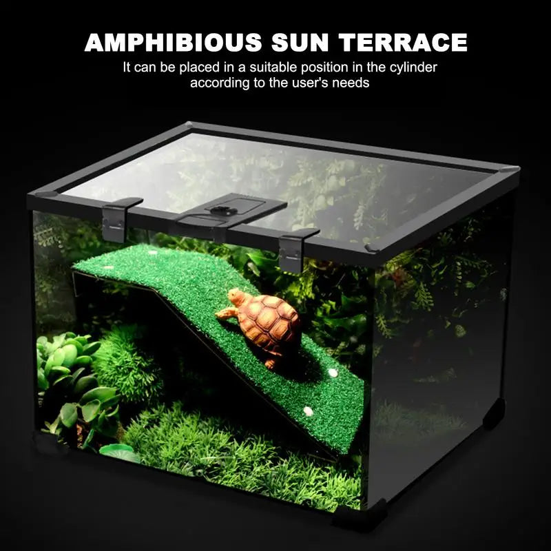 Turtle Basking Platform Simulation Grass Ramp Tortoise Resting Terrace Reptile Lawn Climbing Ladder Aquatic Turtle Tank Accessor