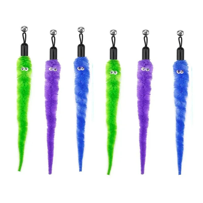 Cat Feather Toy Accessories False Birds Worm Toy with Bell Kitten Cat Toys Interactive Replacement Refill Foam Ball Training