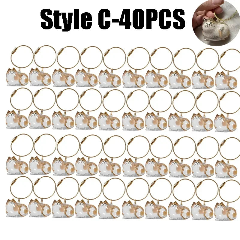 1-40PCS Pet Hair Organiser Memorial Keyring Transparent Cat Hair Organiser Souvenir for Pet Lovers Pet Memorials
