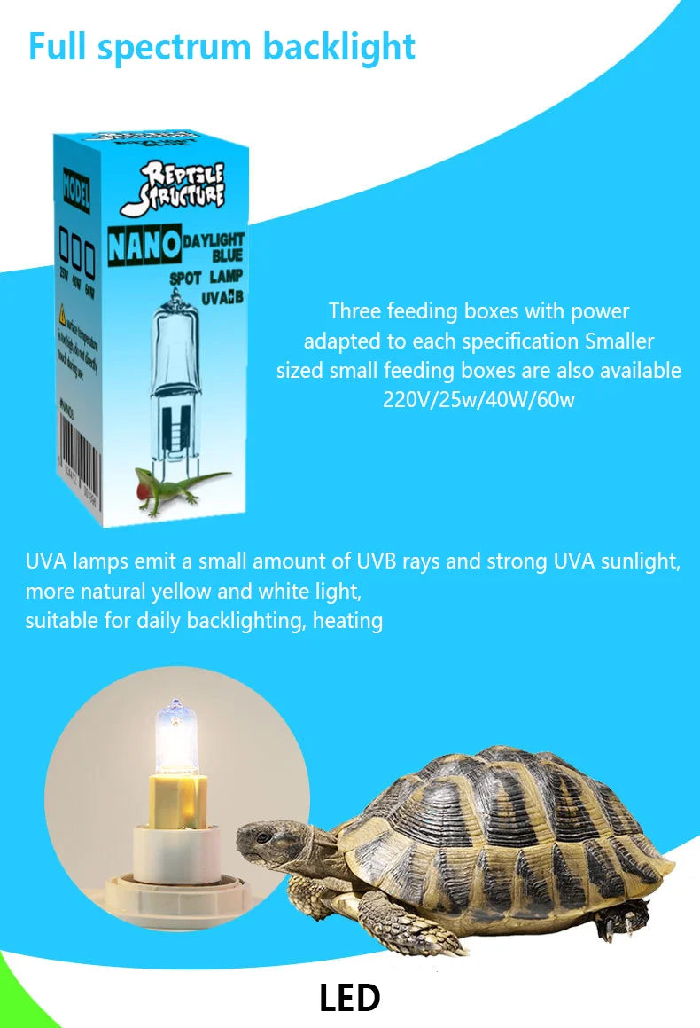 Full Spectrum Heating Lamp Reptiles Heat Preservation Light Turtle Sunbathing Lamps Amphibian Breeding Box Accessories Uva+Uvb