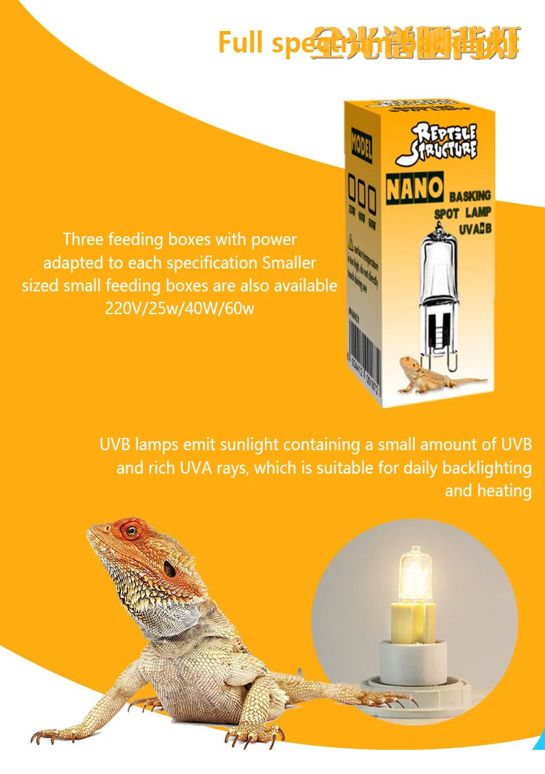 Full Spectrum Heating Lamp Reptiles Heat Preservation Light Turtle Sunbathing Lamps Amphibian Breeding Box Accessories Uva+Uvb
