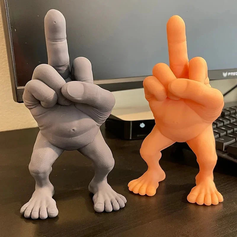 New Home Decor Middle Finger Figure with Legs Funny Desk Decoration Gift Living Room Decorations