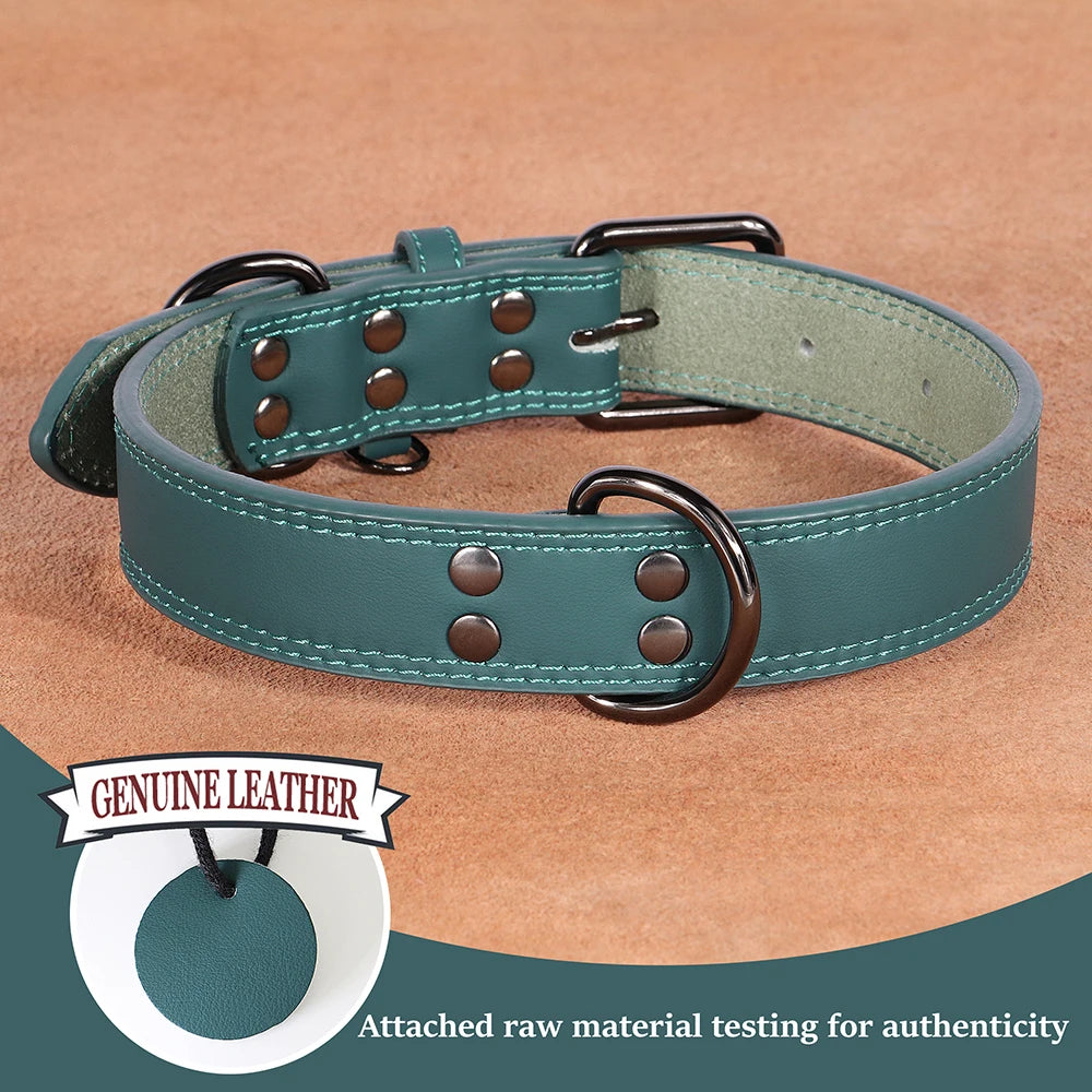 Soft Durable Real Leather Dog Collar Genuine Leather Pet Collars for Small Medium Large Dogs German shepherd Brown Black
