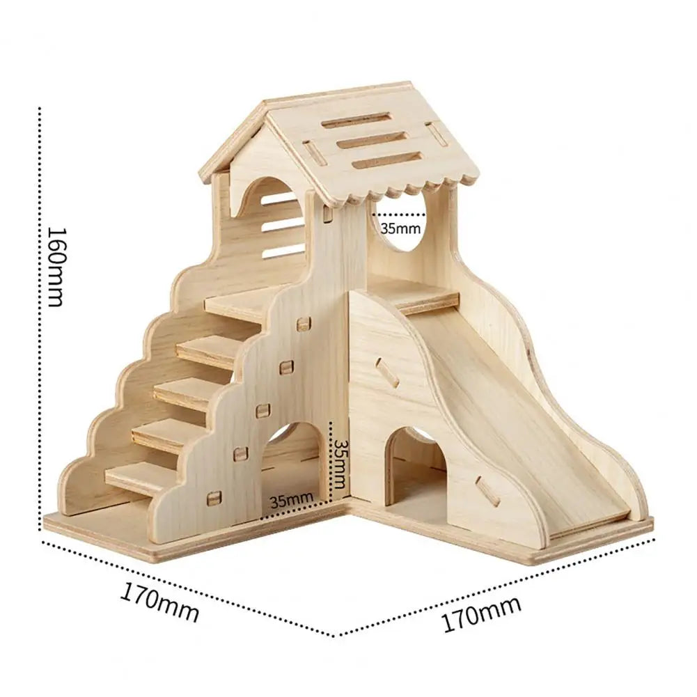 Wooden Hamster House Swing Sleeping Nest, Multi-Holes, Breathable Double Layer, Fun Toys, Small Pet Supplies