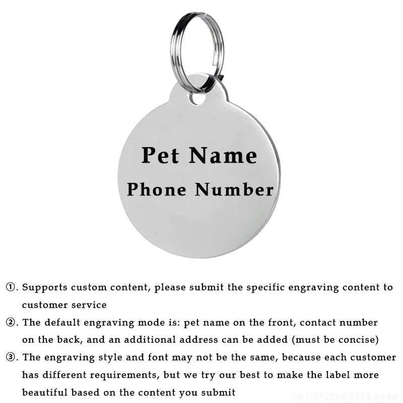 Personalized Dog Nameplate Cat Name ID Tags Customized Pet Nametag Free Engraving Tag Stainless Steel Anti-lost Puppy Identifier