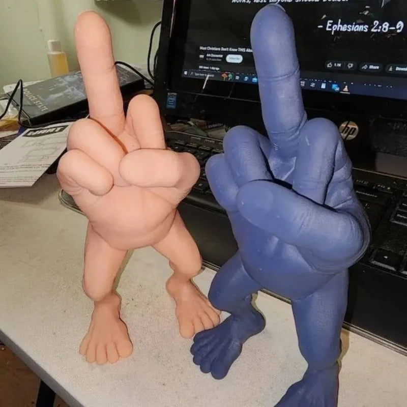 New Home Decor Middle Finger Figure with Legs Funny Desk Decoration Gift Living Room Decorations