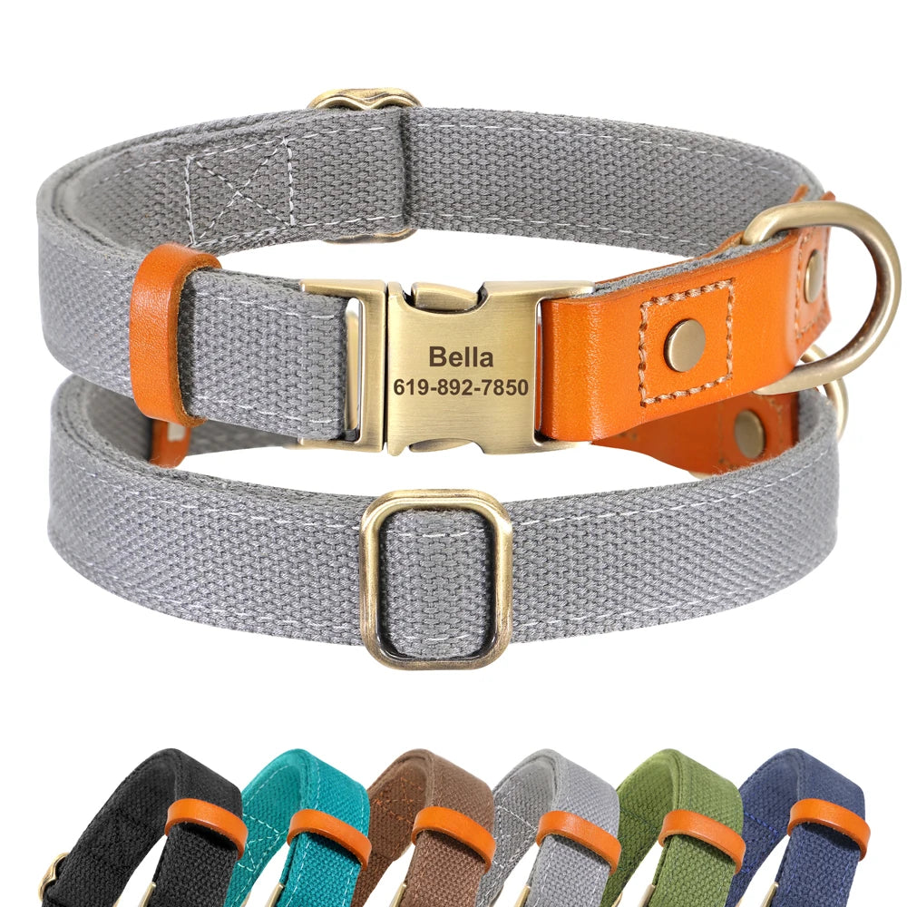 Custom Nylon Dog Collar Durable PU Leather Dog Collars Necklace Personalized Pet ID Collars for Small Medium Large Dogs Party