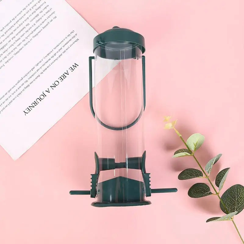 Dangling Bird Feeder Squirrel Proof Bird Food Container PP Bird Food Dispenser Container Tubular Bird Feeders for Pet Supplies
