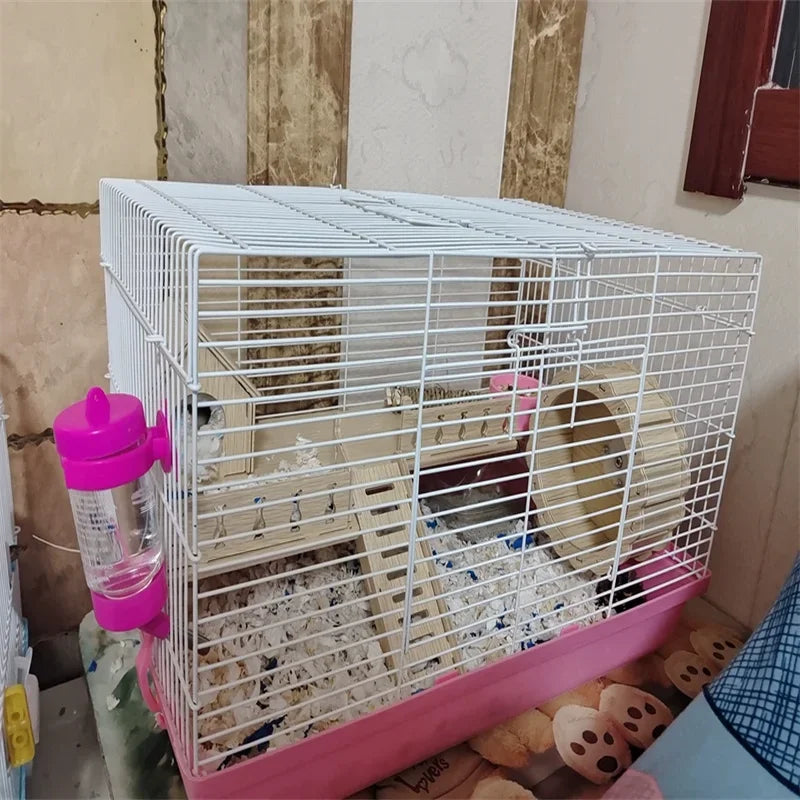 Luxury Hamster Cage Large Space Villa Two Layer Platform Small Animal Hedgehogs Guinea Pig House Stairs Running Wheel Toy Set