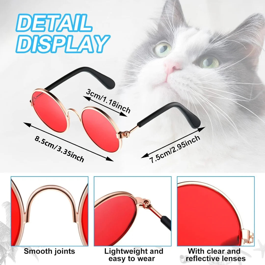 Fashionable Pet Sunglasses Metal Round Frame Puppy Cat Crown Prince Glasses for The Trend of Internet Famous Pet Photography