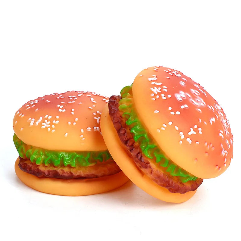 Pet Dogs Hamburger Toy Non-Toxic Puppy Toys Dog Chew Toys Food Grade Silicone Training Playing Chewing Dog Cat Accessories