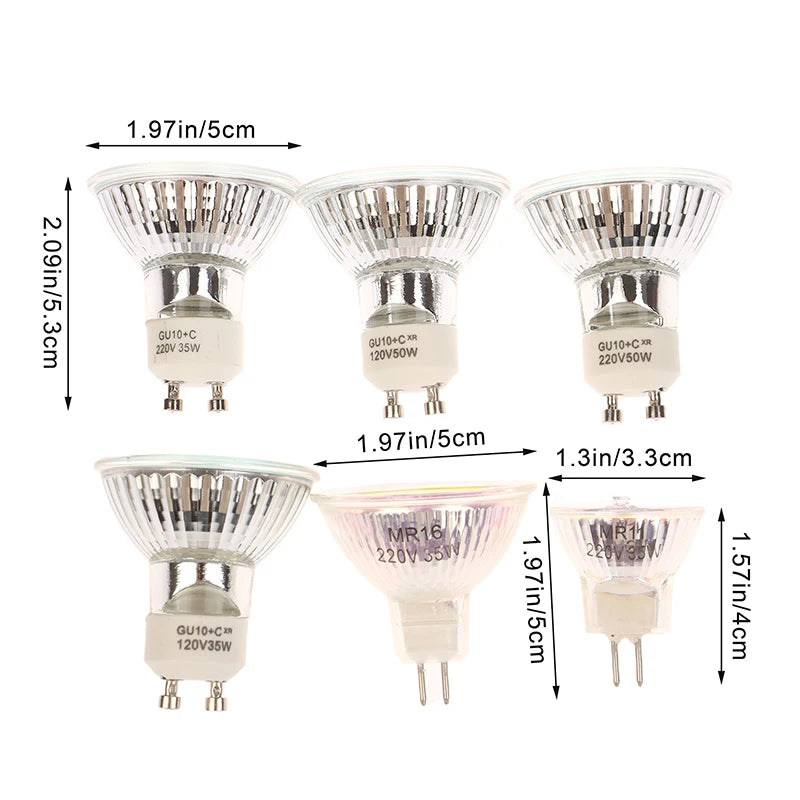 120V 220V 35W 50W Bubble GU10 MR11 MR16 Halogen Reflector Cup Light Thick Glass Halogen Tungsten Spotlight Lamp Cup