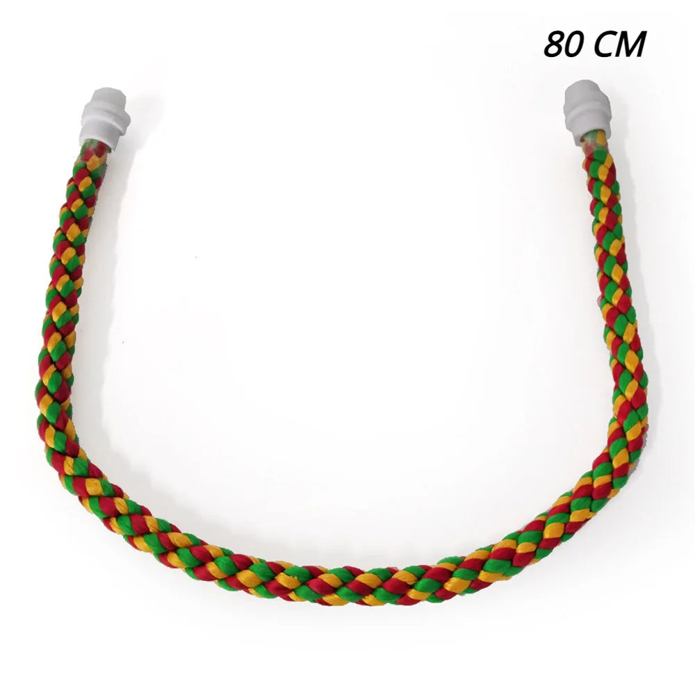 105/80/55/30cm Colorful Parrot Rope Hanging Braided Budgie Bird Cage Cockatiel Toy Pet Stand Accessories Ladder Swing Supplies