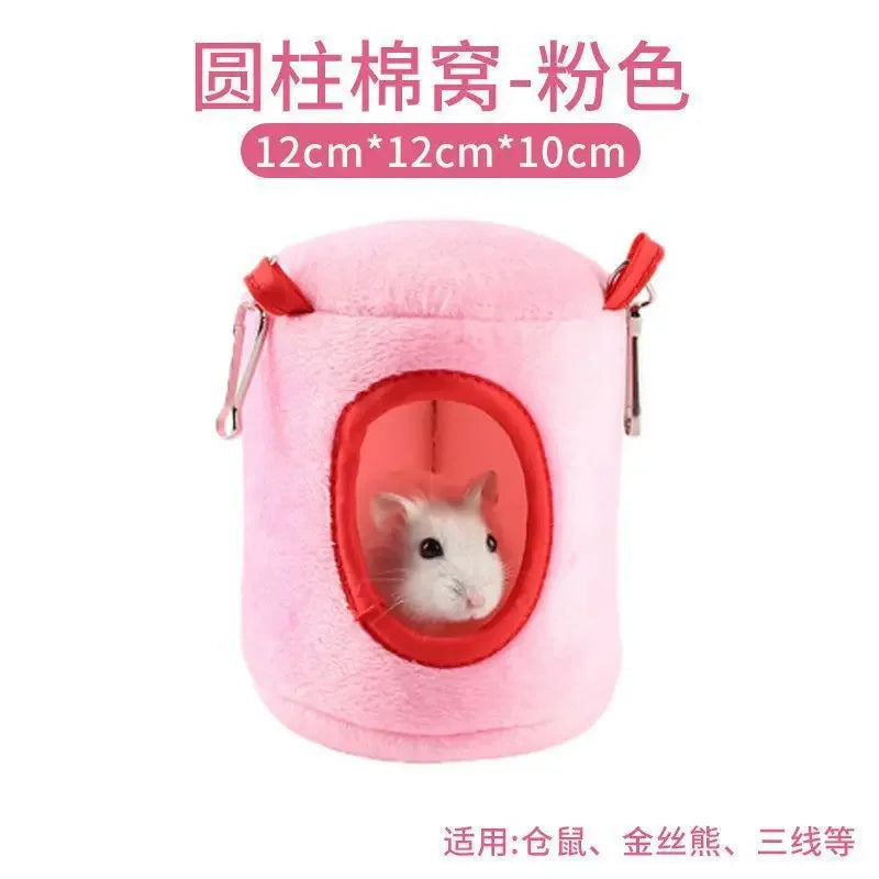 Hamster Soft Warm Bed Rat Hammock Pig Squirrel Winter Pet Toy Hamster Cage House Hanging Nest+Mat House Bed Animal Mice Rat Nest