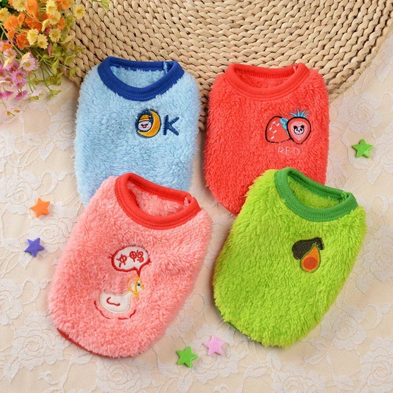 Plush Cat Rabbit Vest Cartoon Autumn Winter Pet Clothes for Kitten Puppy Bunny Guinea pig Warm Fleece Small Animals Clothing
