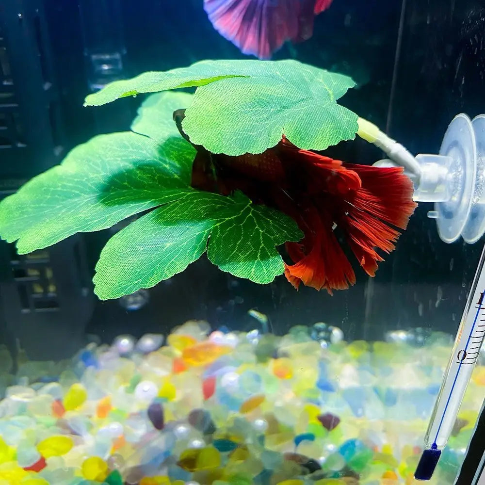 Aquariums Decor Plastic Betta Fish Rest Leaf with Suction Cups Creative Aquarium Landscaping Simulated Artificial Plants Home