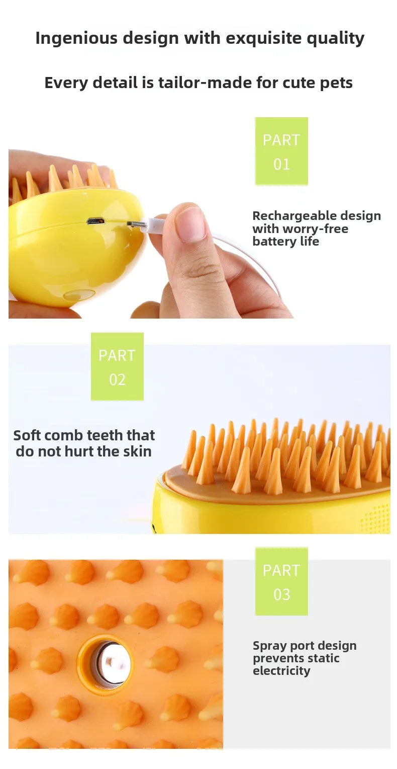 Cat Steam Brush Electric Spray Water Spray Kitten Pet Comb Soft Silicone Depilation Cats Bath Hair Brush Grooming Supplies