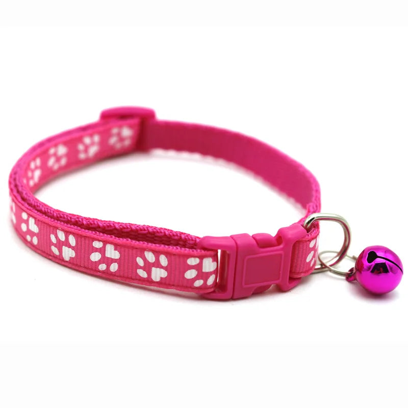 1pc Colorful Pet Pattern Small Dog and Cat Collar with Bell Adjustable Bowties Dog Bow Ties DIY Band Pet Collar With Footprint
