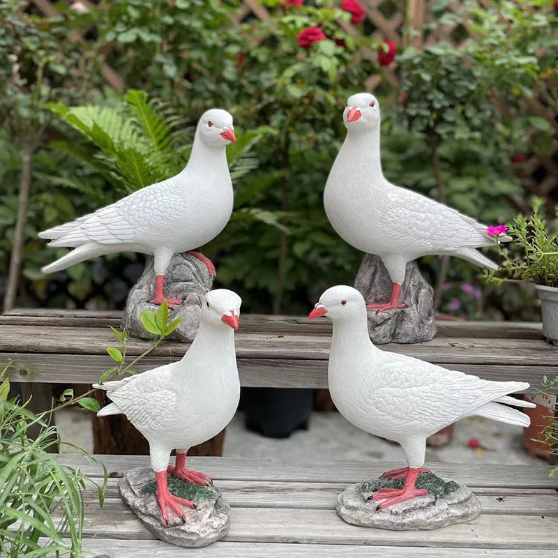 Outdoor garden simulation animal white dove model, garden decoration prop, resin simulation pigeon figurine