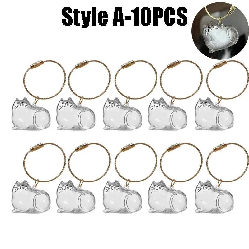 1-40PCS Pet Hair Organiser Memorial Keyring Transparent Cat Hair Organiser Souvenir for Pet Lovers Pet Memorials
