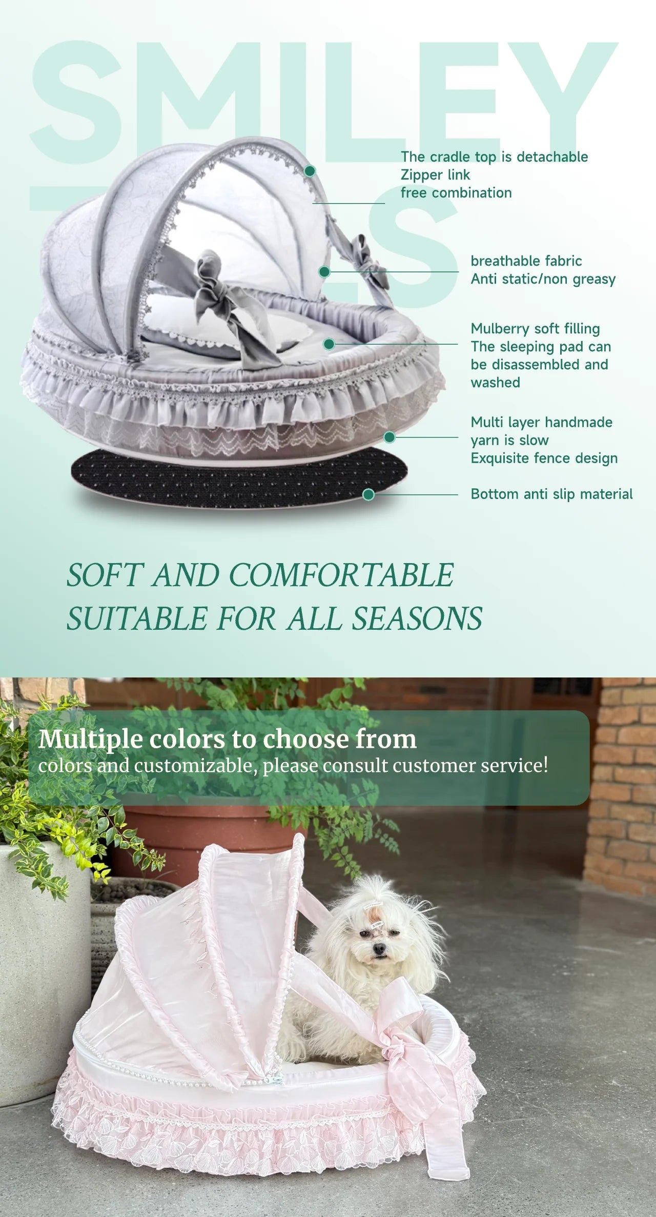 [Top Stream Cute Pet Artifact ] Dreamy Pet Home Light Color Series Pet Cradle Bed Detachable, Washable, Customized, Cat and Dog
