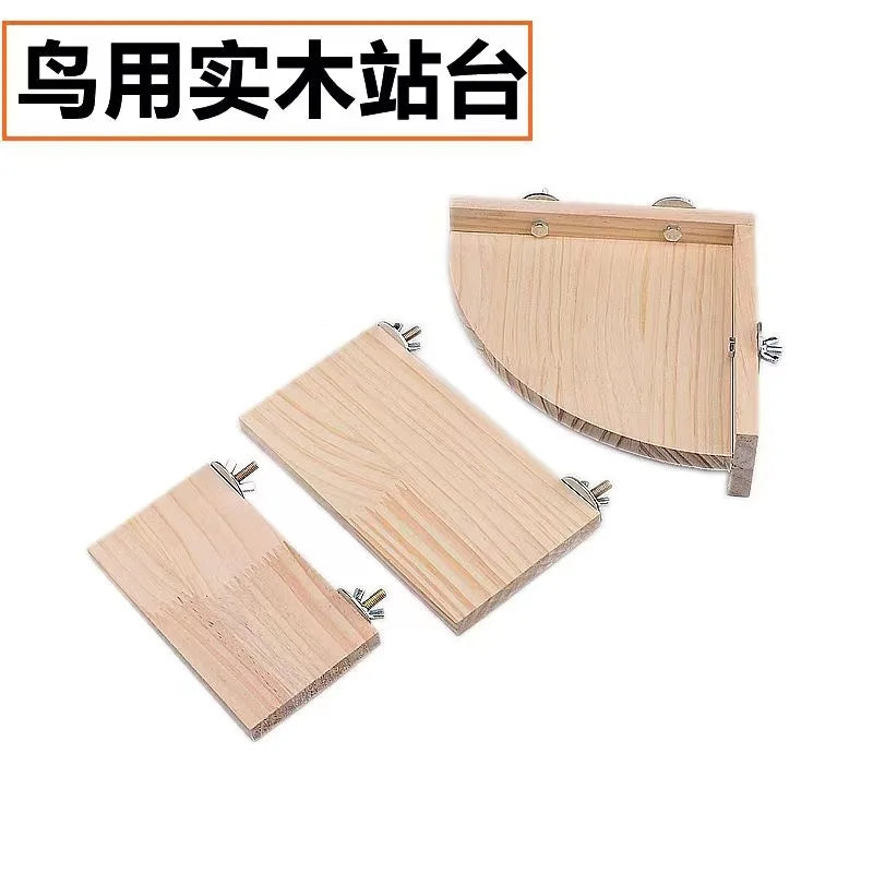 Parrot Bird Wood Perch Stand Platform Rectangle Board For Budgie Parakeet Cockatiel Fan-shaped Shelf Stand Hamster Gerbil Rat