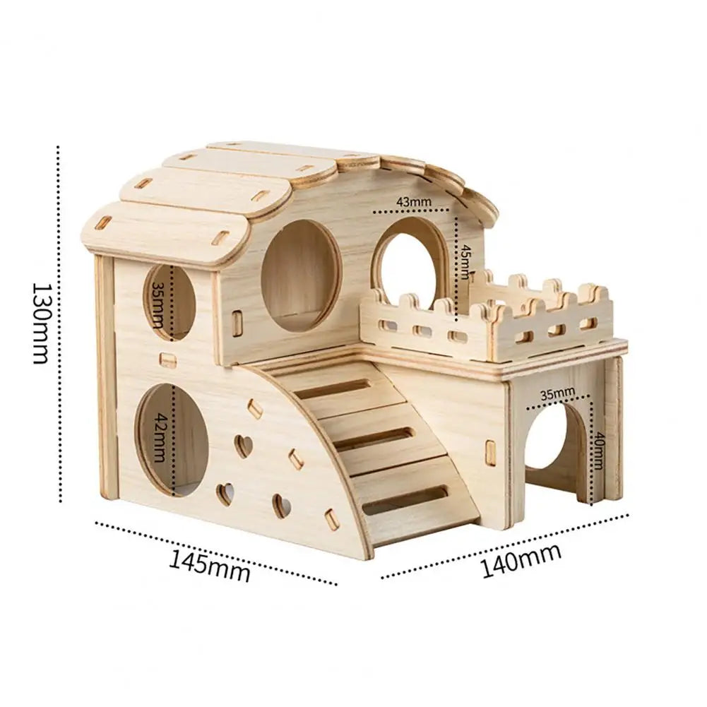 Wooden Hamster House Swing Sleeping Nest, Multi-Holes, Breathable Double Layer, Fun Toys, Small Pet Supplies