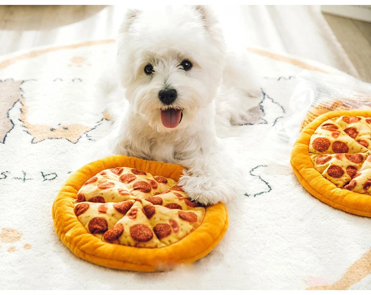 Plush Dog Toy Doughnut Pizza Shape Pet Squeaky Toys for Small Large Dogs Cleaning Teeth Puppy Chew Sound Toy Pet Supplies