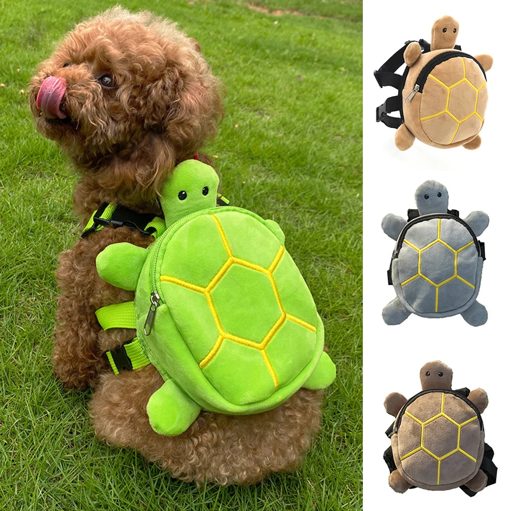 Dog Snack Bag Turtle Shape Dog Bag Pet Backpack Puppy School Bag Large Capacity Convenient Soft Portable Cute