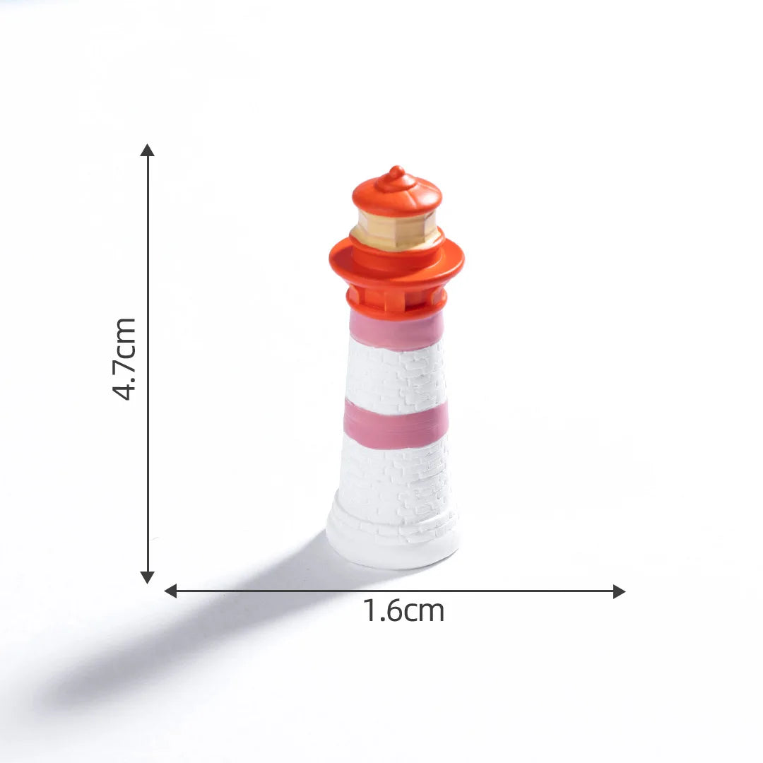 Mini Ocean Figurine Doll Garden Decor Ornament Miniature Landscape Ornaments Lighthouse Statue Resin Craft Fish Tank Decorations