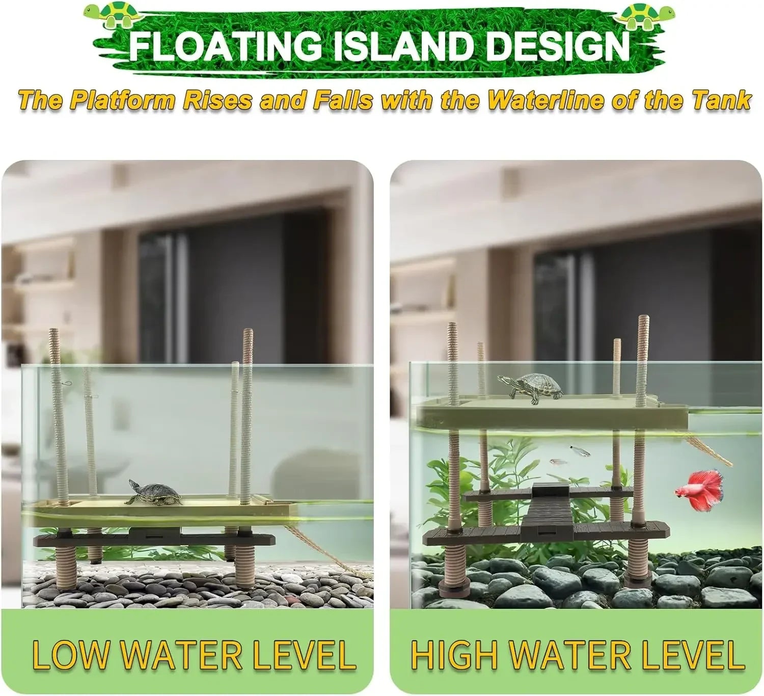 Brazilian Terrapin Float Island Reptile Cage Ramp Platform Turf Turtles Ramps Ladder Turtle Tank Tortoise Floating Platform