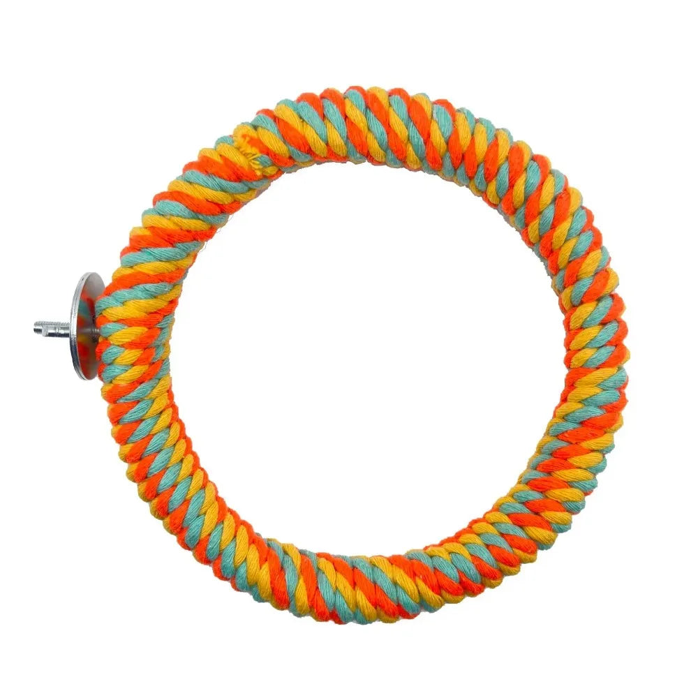 Bird Parrot Toy Cotton Rope Circle Toys Chewing Bite Parrot Perch Hanging Cage Swing Rope Ring Stand Climb Toy Bird Supplies
