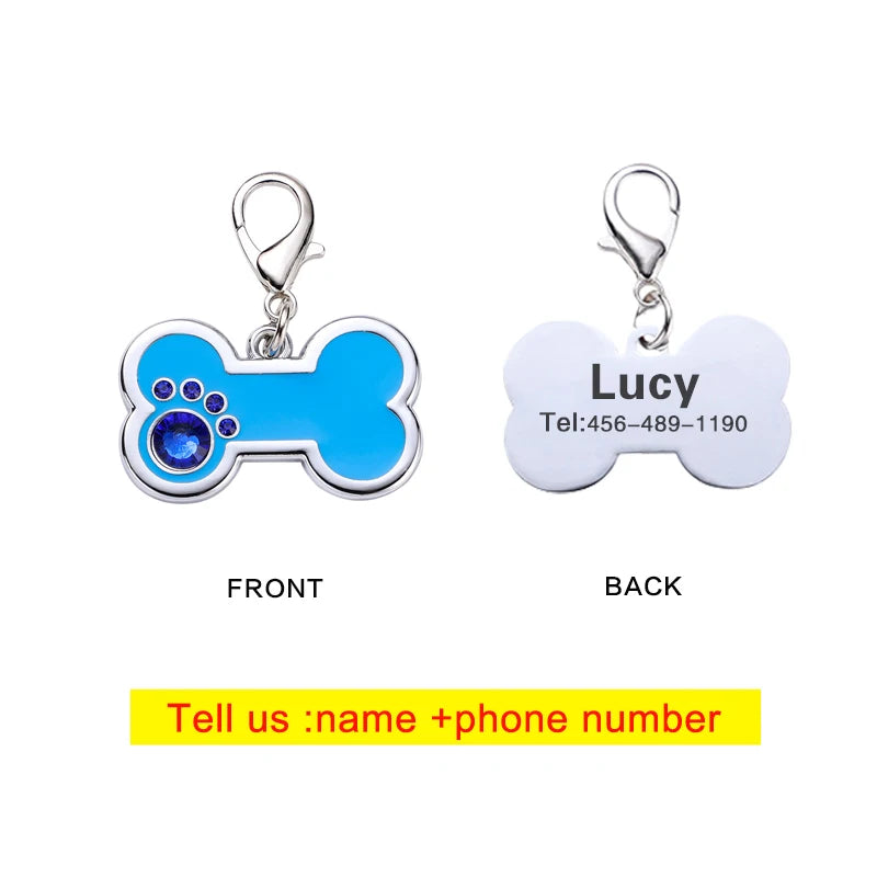 Cute Bone Dog Brand Pet Anti-lost Alloy Id Card Puppy Kitten Jewelry Pendant Laser Engraving Identity Card Keychain Pet Supplies