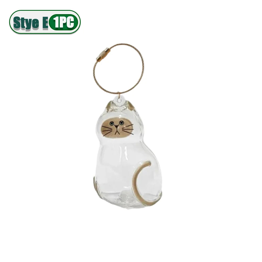 1-5PCS Personalized Cat Hair Jewelry Keyring Pet Memorial Keepsake Holder for Ashes or Fur Unique Gift for Grieving Pet Lovers