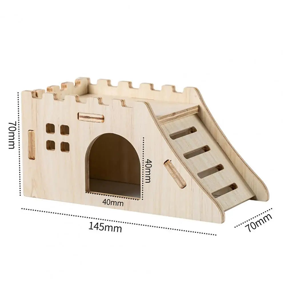 Wooden Hamster House Swing Sleeping Nest, Multi-Holes, Breathable Double Layer, Fun Toys, Small Pet Supplies