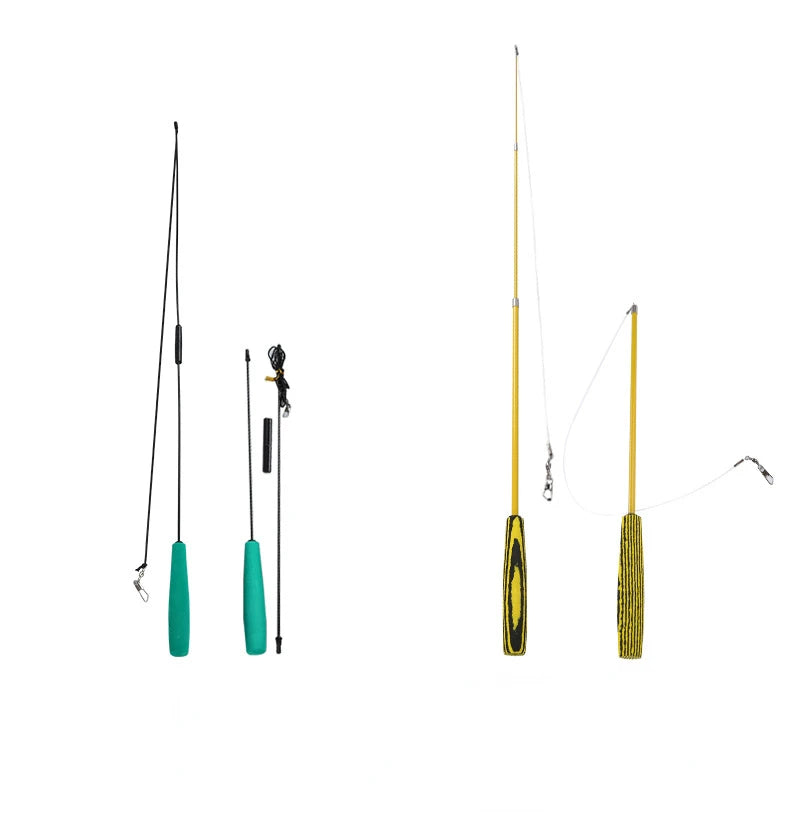 Cat Teaser Wands Three-section Telescopic Fishing Pole Wand Kitten Funny Catcher Teaser Stick Rod Interactive Stick Teaser Toys