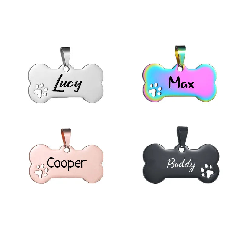 Custom Pet ID Tag Free Engraved Keychain for Dog Cat Name Tag Pendant Personalized Bone Paw Pet Accessories