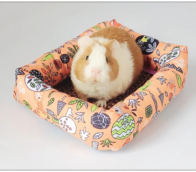 Summer Small Pets Cool Nest Puppy Kitten Rattan Mat Cute Print Pet Cooling Mat for Guinea Pig Hamster Chinchilla Small Cage