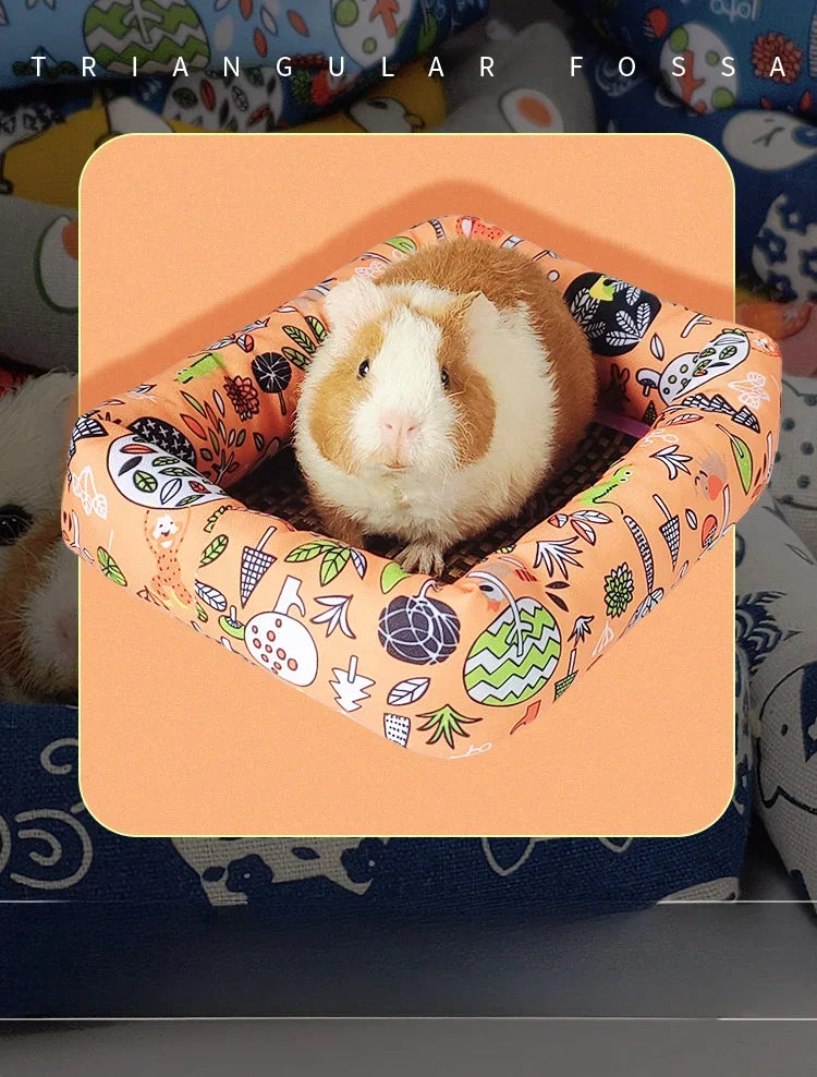 Summer Small Pets Cool Nest Puppy Kitten Rattan Mat Cute Print Pet Cooling Mat for Guinea Pig Hamster Chinchilla Small Cage
