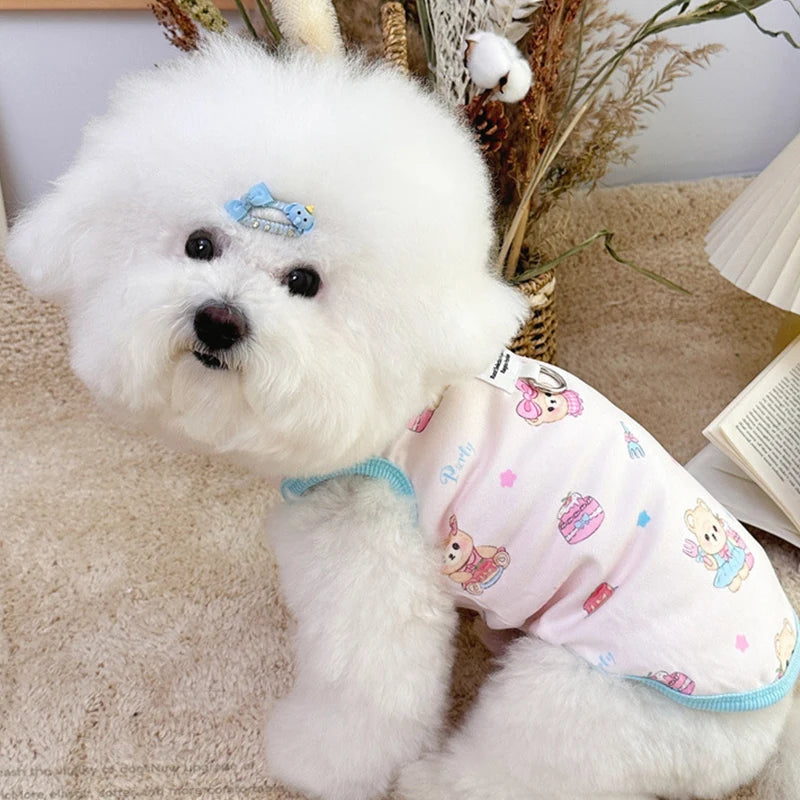 Bear Print Dog Vest Fashion Dog Clothes Summer Thin Puppy Shirt Breathable Cat Vest Pullovers Pet Sweatshirt Chihuahua Costumes