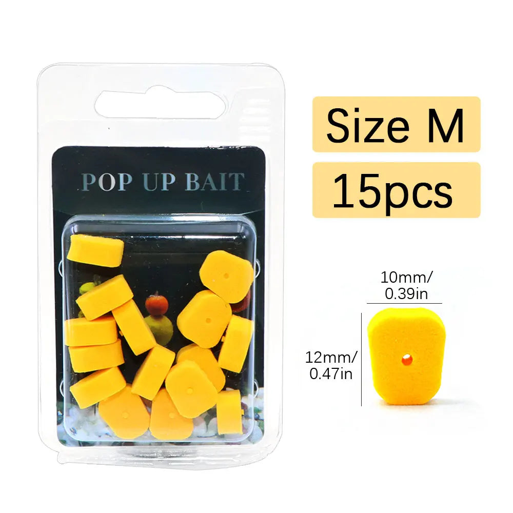 15pcs Carp Fishing Bait Pop Up Boilie Fishing Rig Accessories EVA Foam Fake Bait Corn Shape Method Feeder Carp Tackle Fish Lure