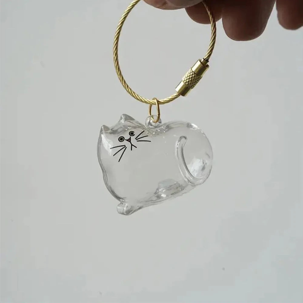 Cat Dog Keychain Pet Hair Storage Box Cute Pets Hair Fur Collection Memory DIY Pendants Bag Decoration Hanging Souvenirs Gift