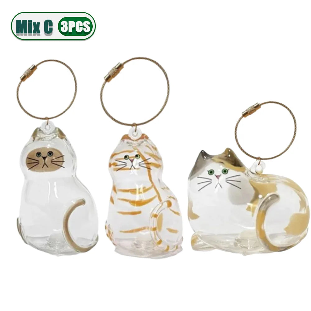 1-5PCS Personalized Cat Hair Jewelry Keyring Pet Memorial Keepsake Holder for Ashes or Fur Unique Gift for Grieving Pet Lovers