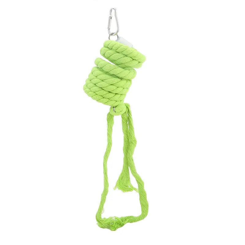 1PC Bird Toy Spiral Cotton Rope Chewing Bar Parrot Swing Climbing Standing Toys with Bell Bird Supplies Parrots Climbing Toys