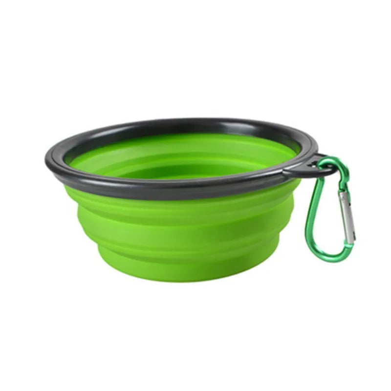 Dogs Feed Supplies Folding Silicone Bowl Portable Puppy Water Container with Carabiner Folding Cats Bowl Travel Pets Accessories